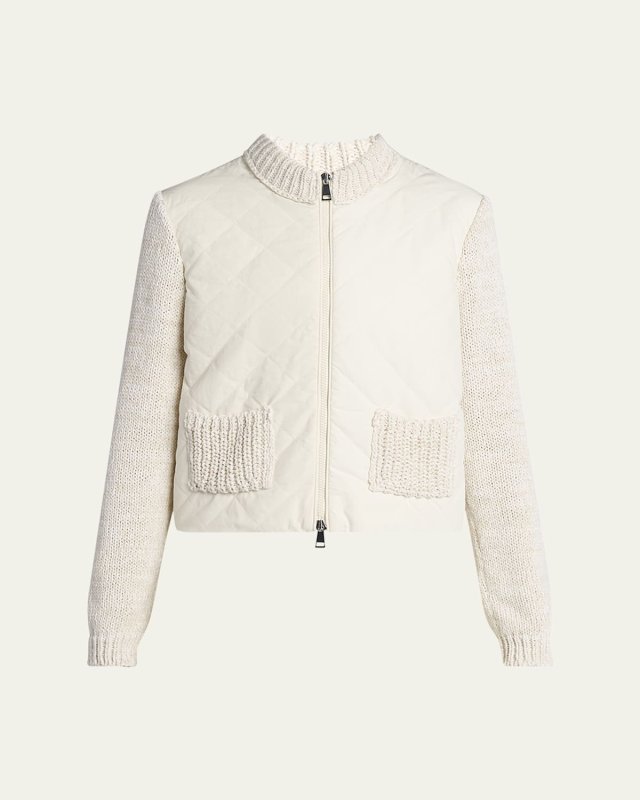 Quilted Knit Zip Cardigan